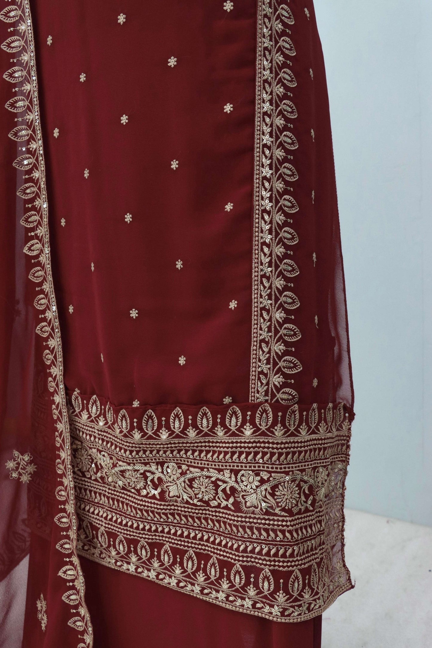 Anaita Maroon Premium Embroidered Georgette Salwar Suit