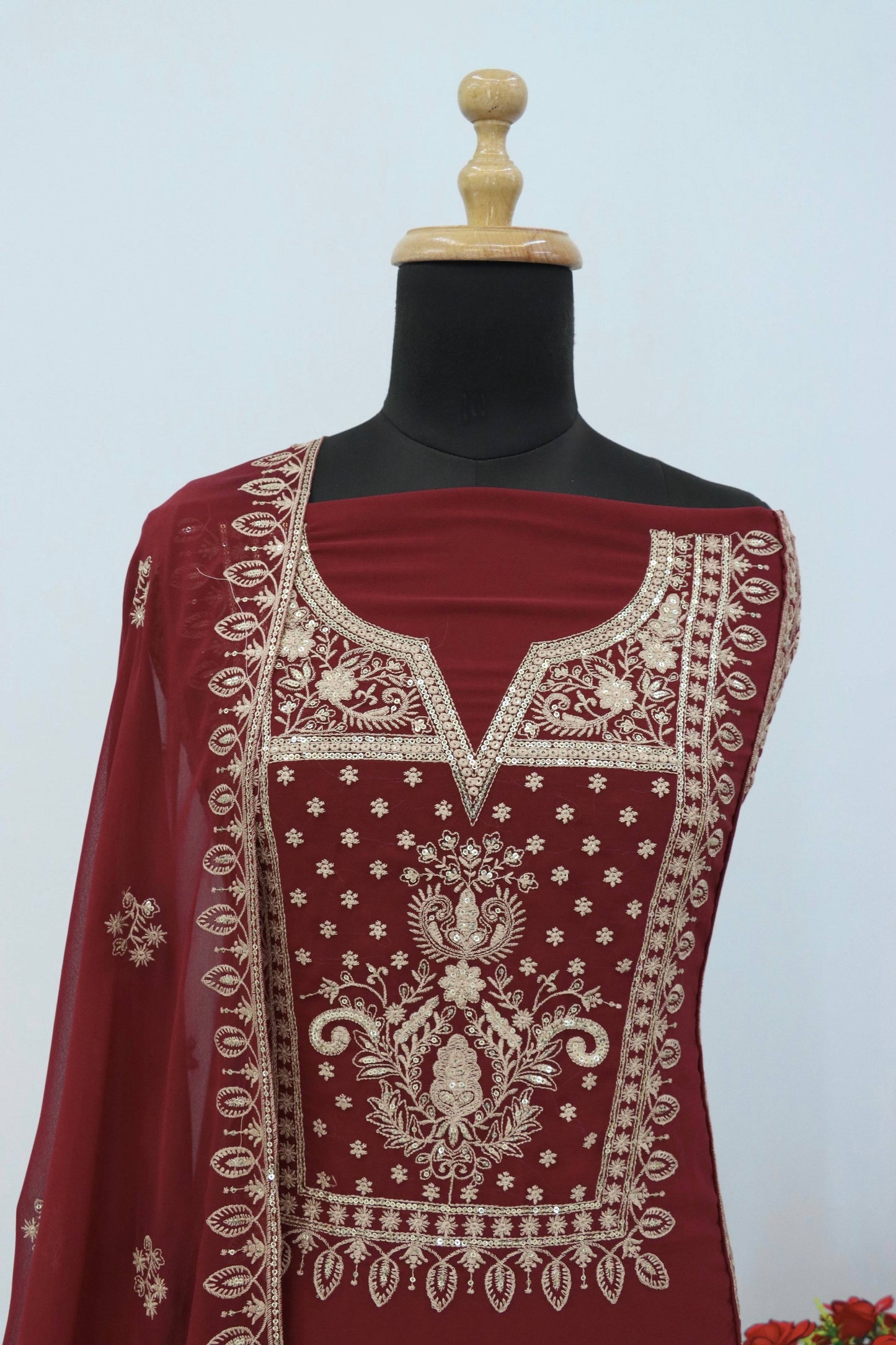 Anaita Maroon Premium Embroidered Georgette Salwar Suit