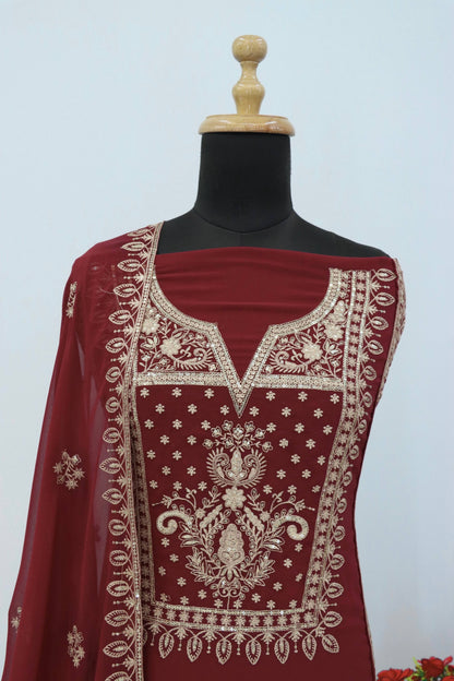 Anaita Maroon Premium Embroidered Georgette Salwar Suit