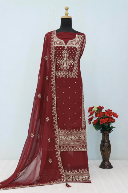 Anaita Maroon Premium Embroidered Georgette Salwar Suit