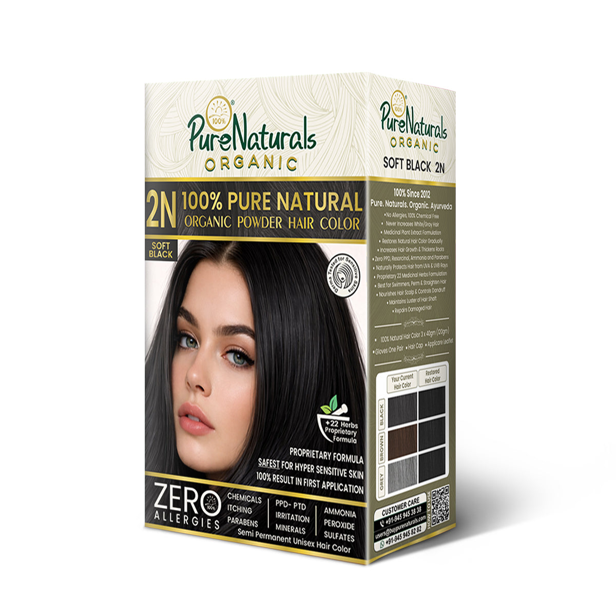 byPureNaturals Organic Pure Natural Powder Hair Colour - 2N Soft Black