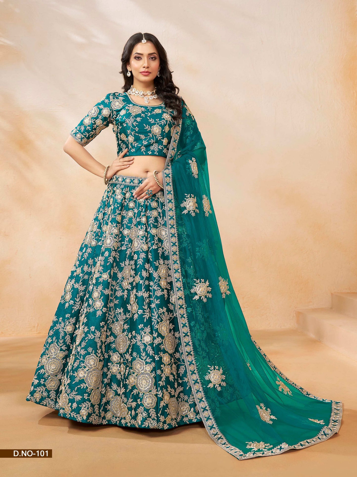 Anaita Teal Green Embroidered Heavy Art Silk Designer Lehenga With Blouse