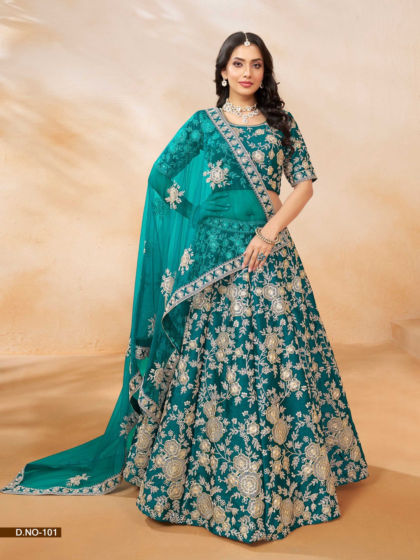 Anaita Teal Green Embroidered Heavy Art Silk Designer Lehenga With Blouse