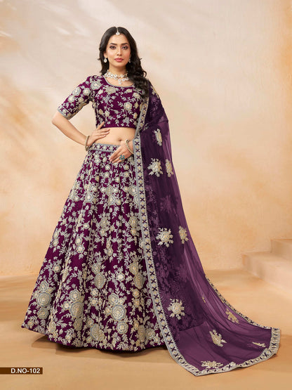 Anaita Purple Embroidered Heavy Art Silk Designer Lehenga With Blouse