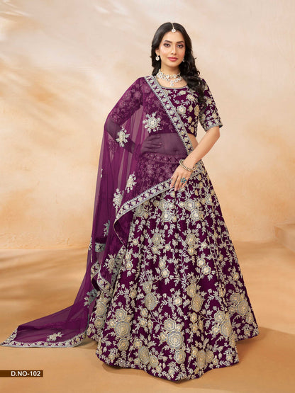 Anaita Purple Embroidered Heavy Art Silk Designer Lehenga With Blouse