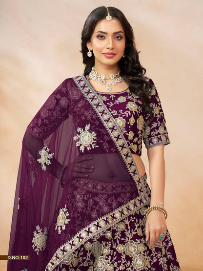Anaita Purple Embroidered Heavy Art Silk Designer Lehenga With Blouse