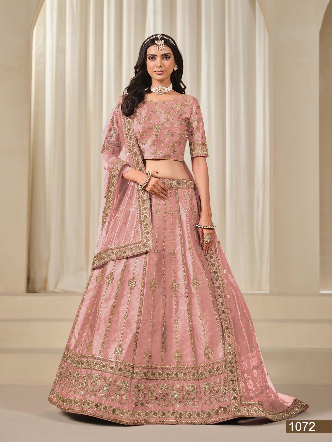 Anaita Pink Embroidered Heavy Art Silk Designer Lehenga With Blouse