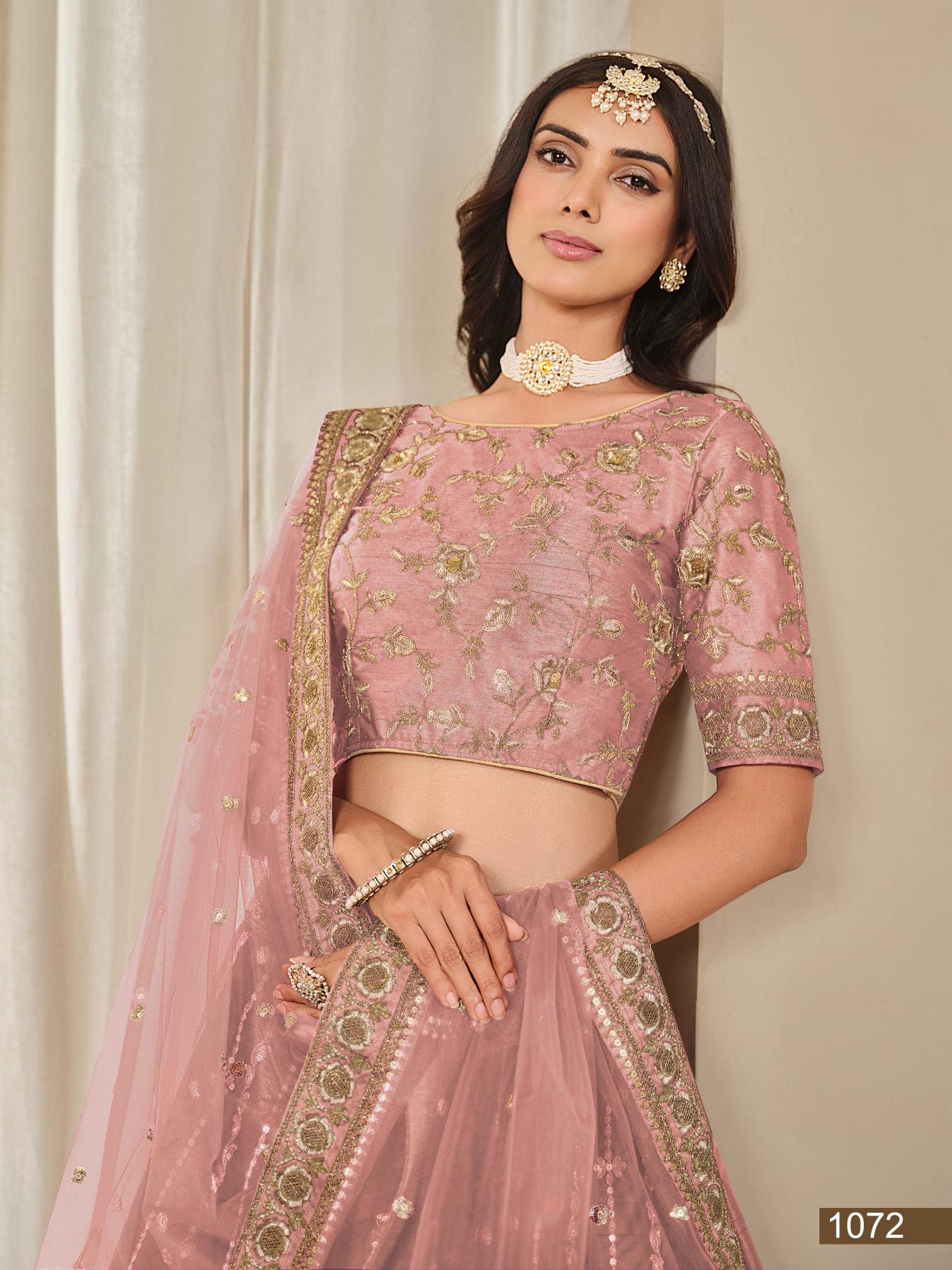 Anaita Pink Embroidered Heavy Art Silk Designer Lehenga With Blouse