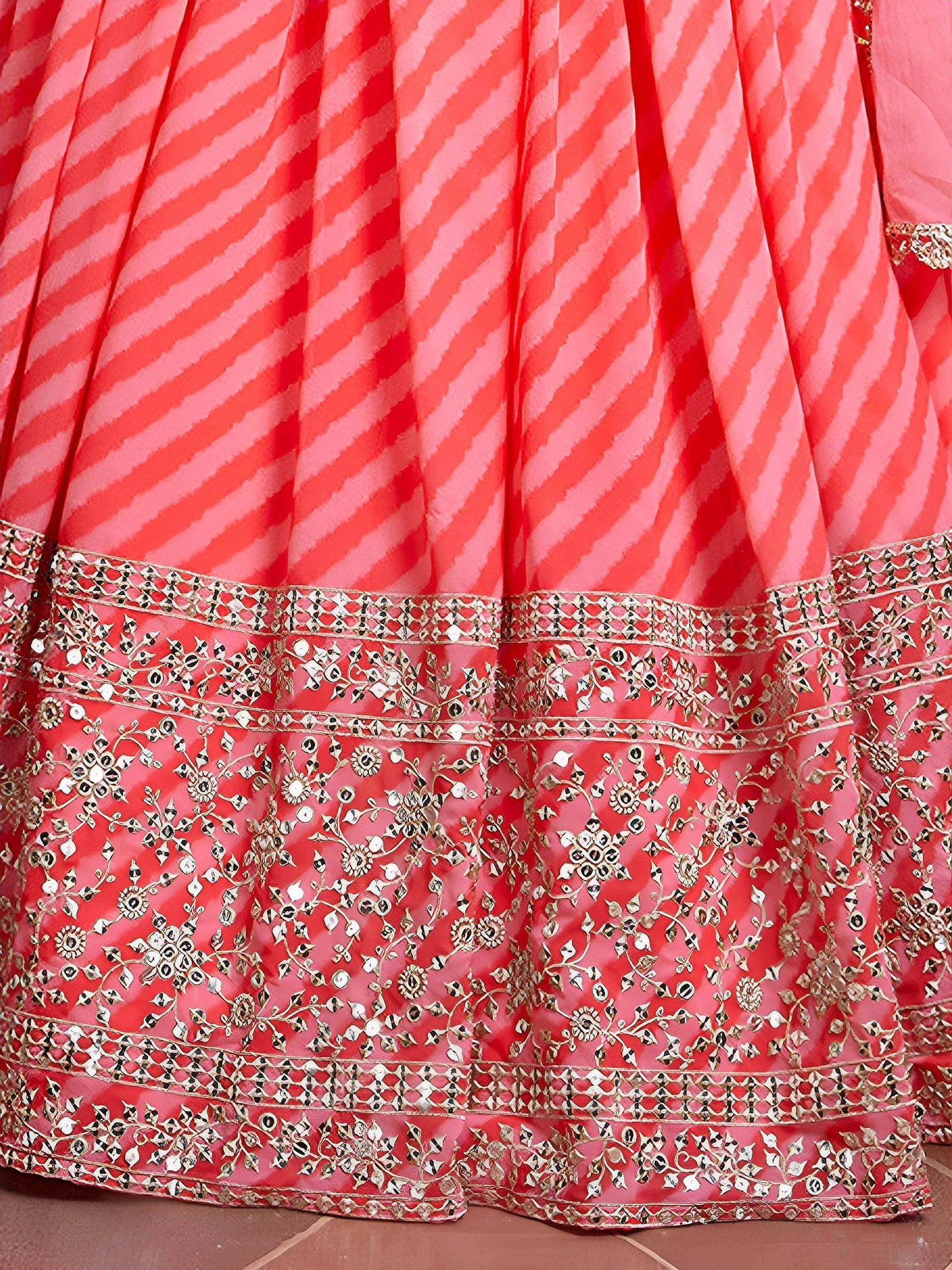 Tulsi Art Adorable Pink Sequins Embroidered Organza Bridesmaid Lehenga Choli