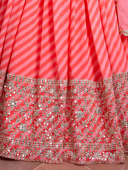Tulsi Art Adorable Pink Sequins Embroidered Organza Bridesmaid Lehenga Choli