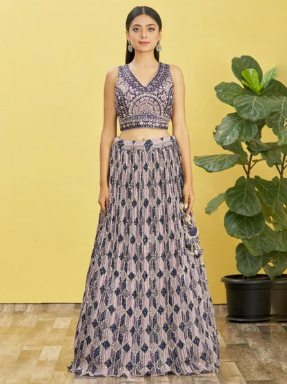 Tulsi Art Charming Blue Embroidered Chinon Festival Wear Lehenga Choli
