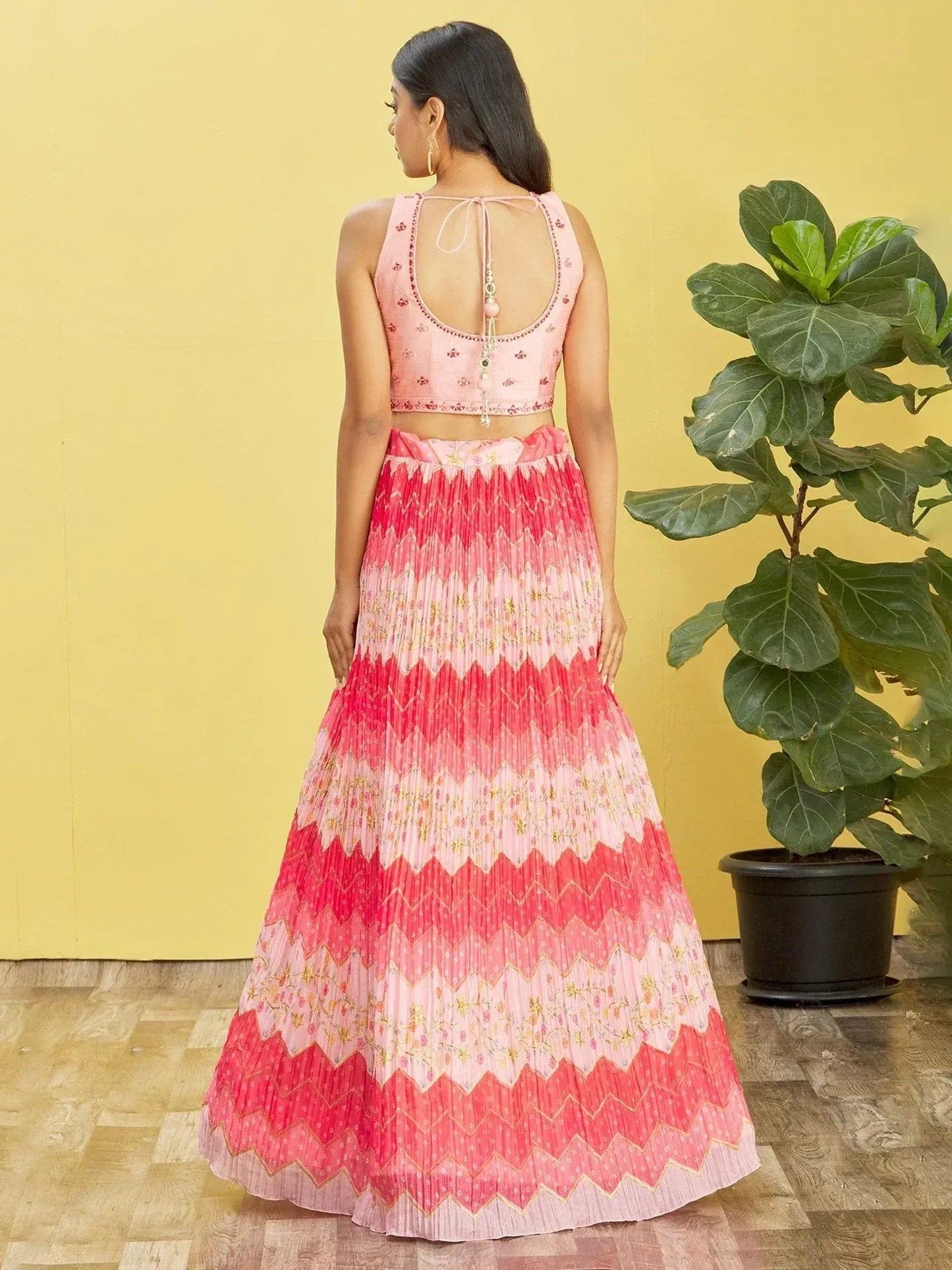 Tulsi Art Pretty Pink Embroidered Chinon Festival Wear Lehenga Choli