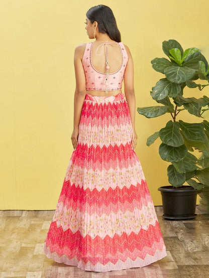 Tulsi Art Pretty Pink Embroidered Chinon Festival Wear Lehenga Choli