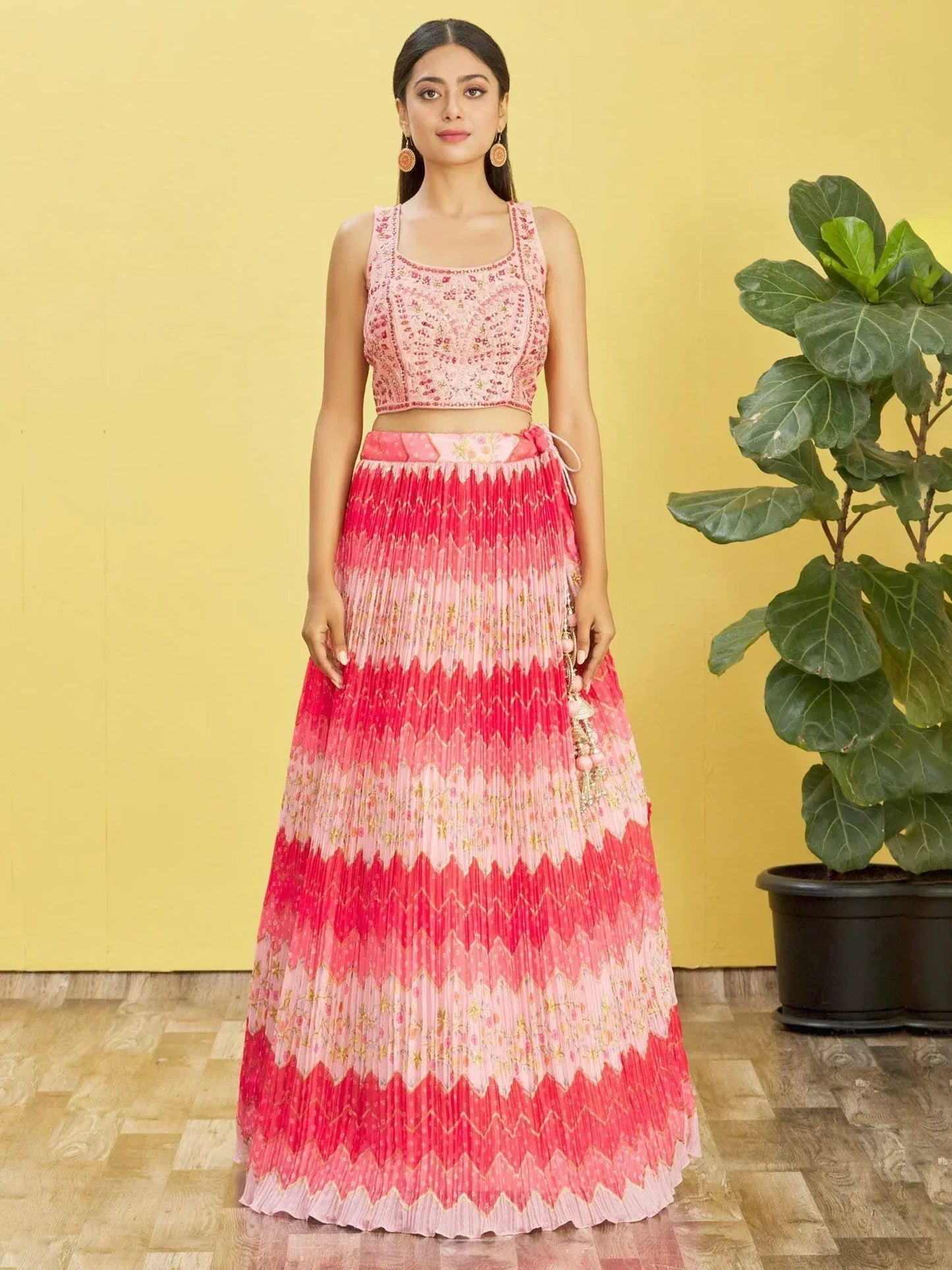 Tulsi Art Pretty Pink Embroidered Chinon Festival Wear Lehenga Choli