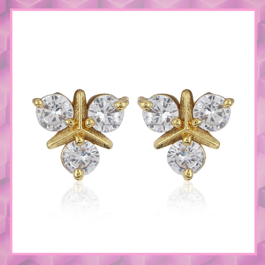 Gold Plated Stud Earrings With AD stones