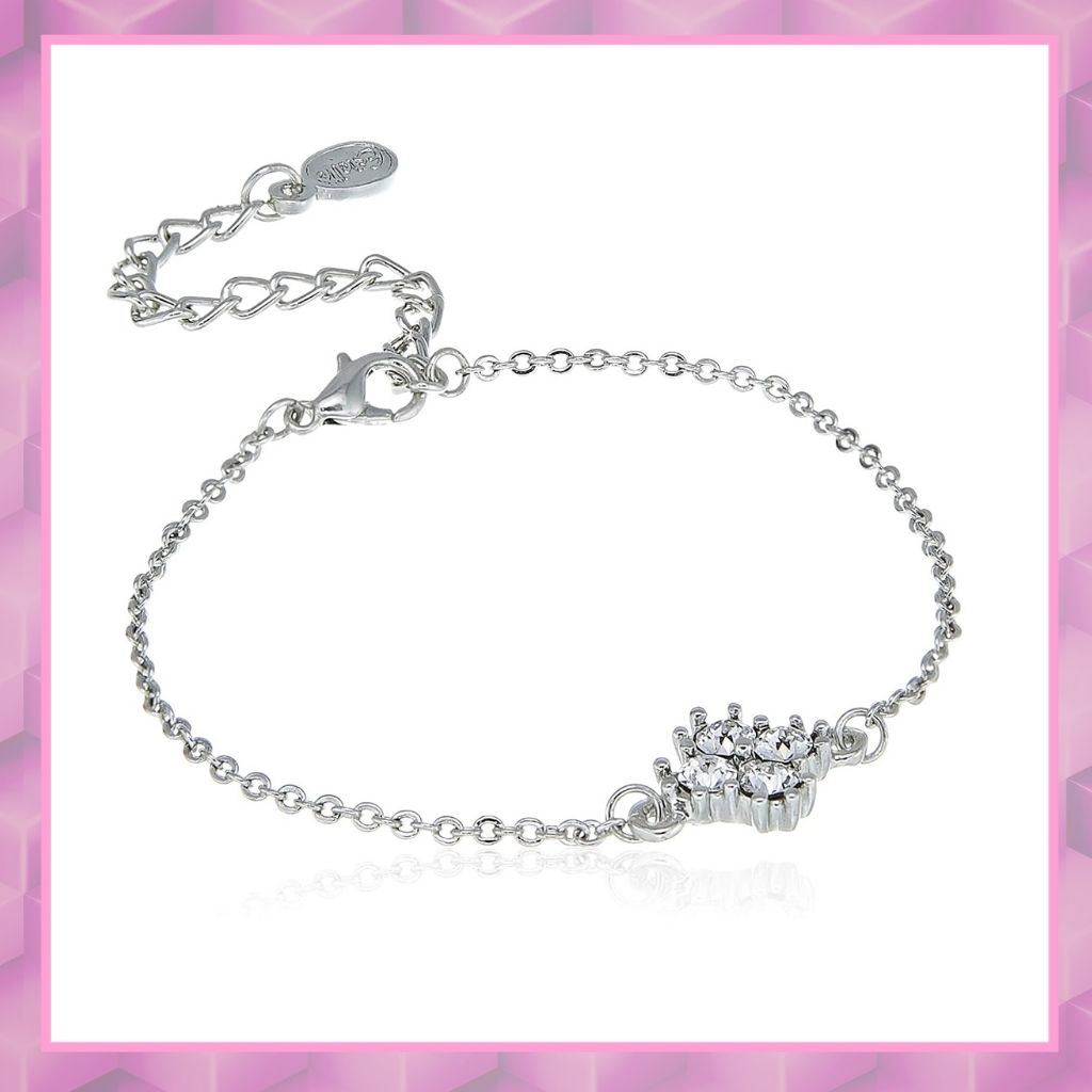 Estele Rhodium Gold Plated Primrose Flower Chain Bracelet for women
