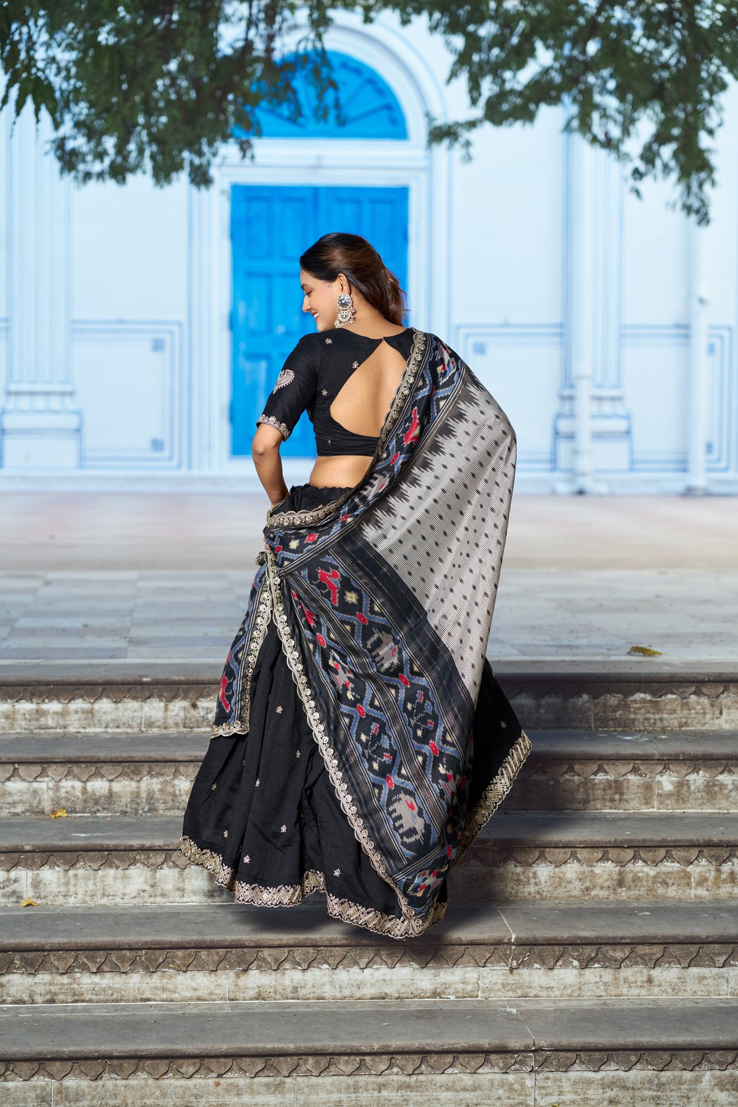 Lorenvalley Fashion Black Vichitra Silk Sequins and Thread Embroidery Work Lehenga Choli with Dupatta
