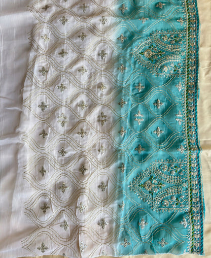 KC Designer Sky Blue Ombre Straight Suit For Women With Hand Embroidery