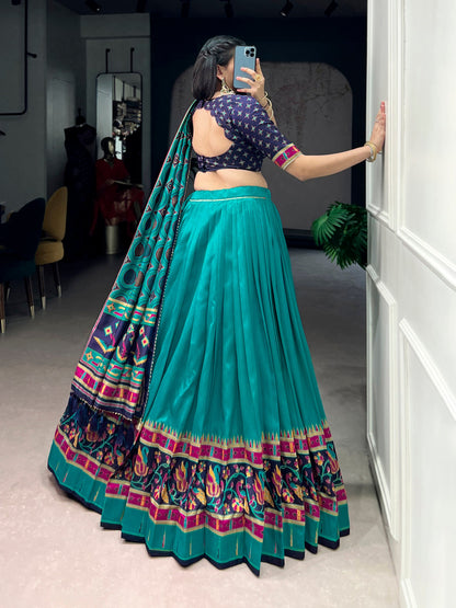 Lorenvalley Fashion Skyblue Tasar SilkPrinted with Iconic Sparkle Lehenga Choli with Dupatta