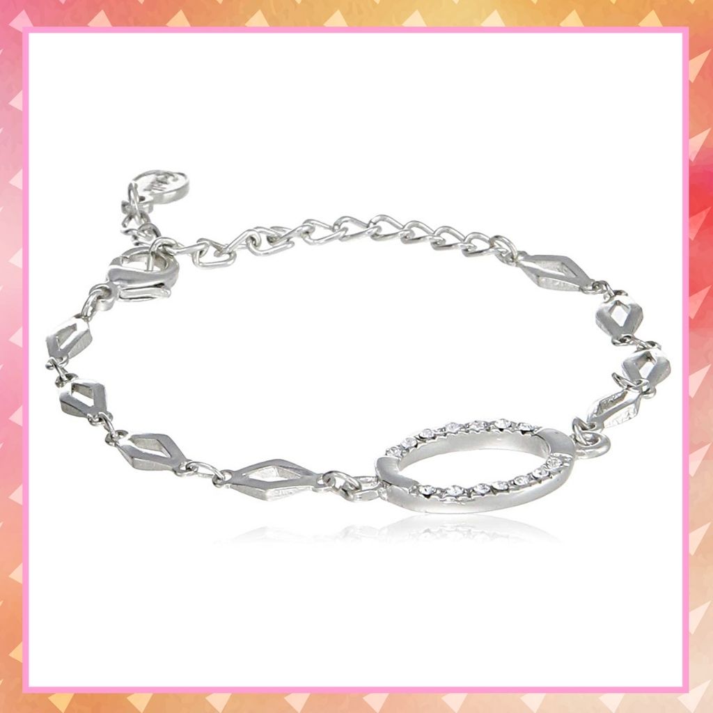 Estele Rhodium Plated Opal Chain Bracelet for women