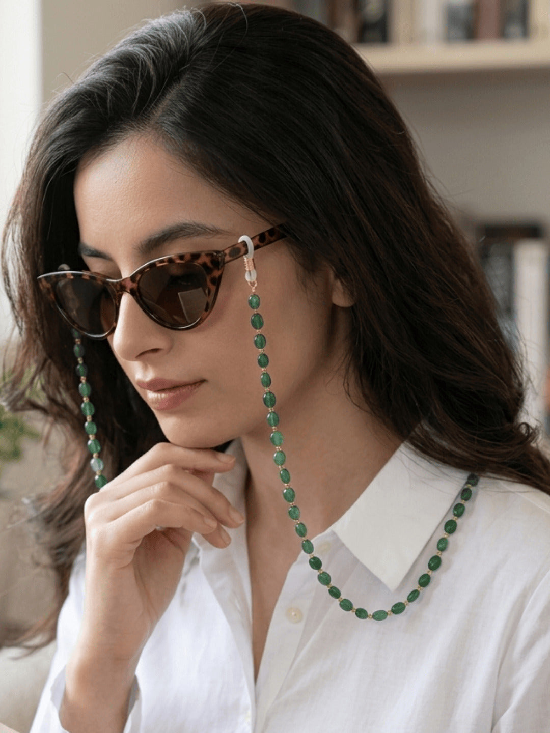 Emerald Glow Beaded Shade Sling