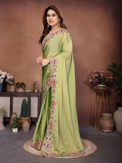 Teeya Creation New Trendy Party Wear Soft Silk Saree-Light_Green