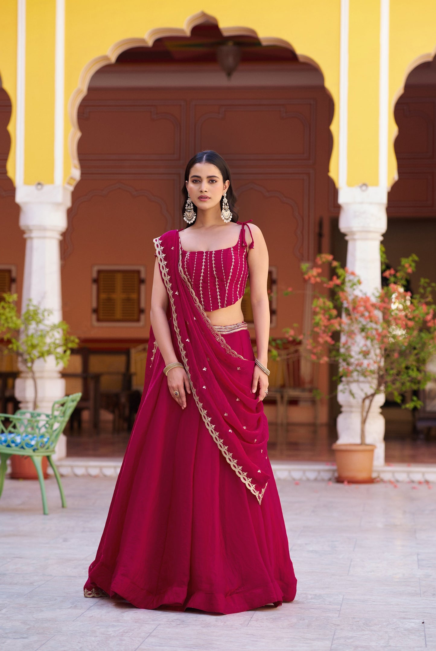 Lorenvalley Fashion Ranipink Fendy Satin Sequins and Thread Embroidery Work Lehenga Choli with Dupatta