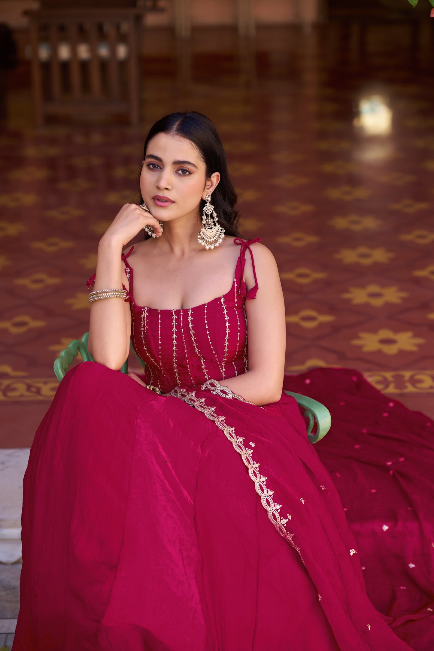 Lorenvalley Fashion Ranipink Fendy Satin Sequins and Thread Embroidery Work Lehenga Choli with Dupatta