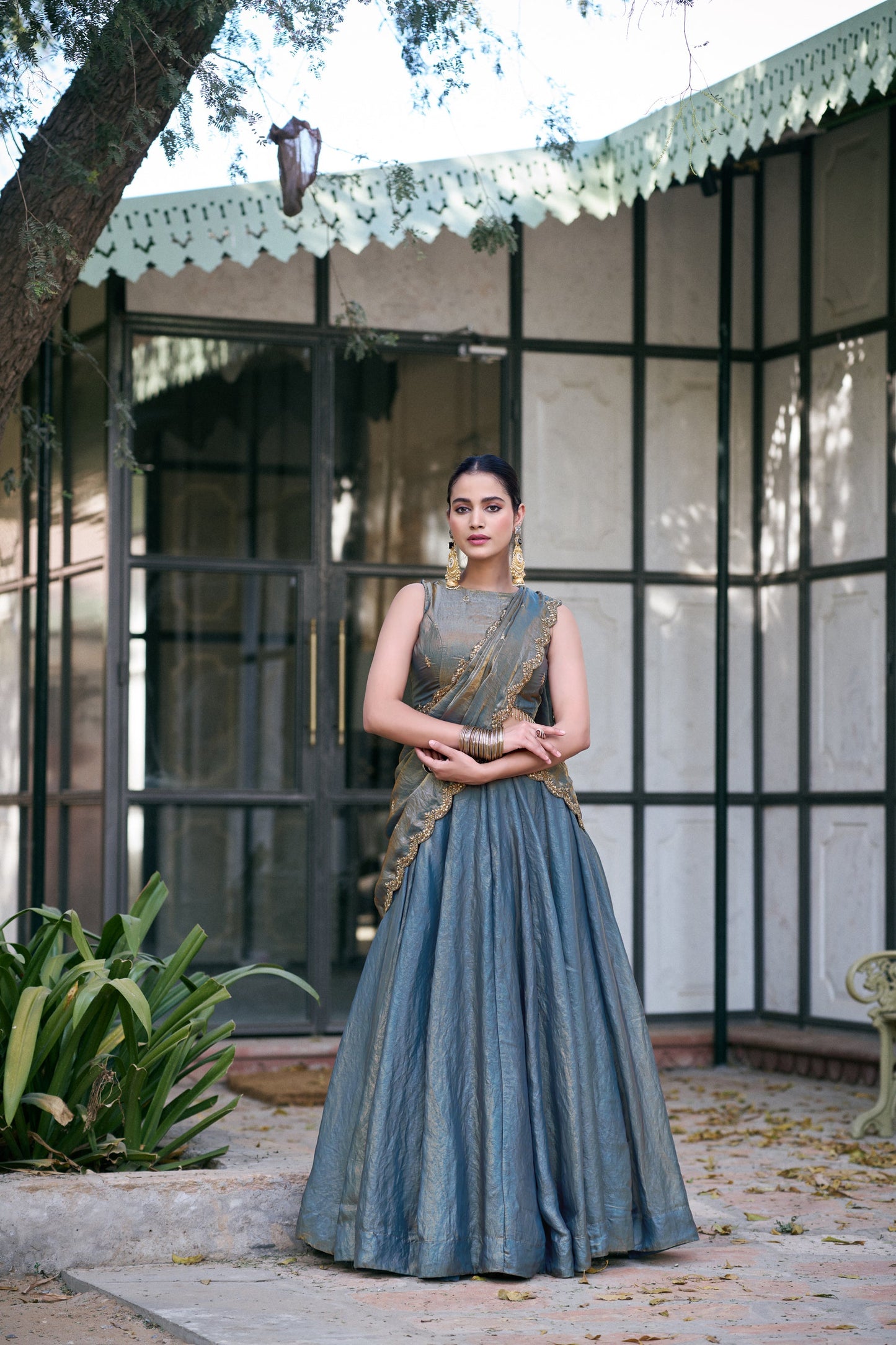 Lorenvalley Fashion Teal Fendi Silk Sequins And Thread Embroidery Work Belt Lehenga Choli With Dupatta