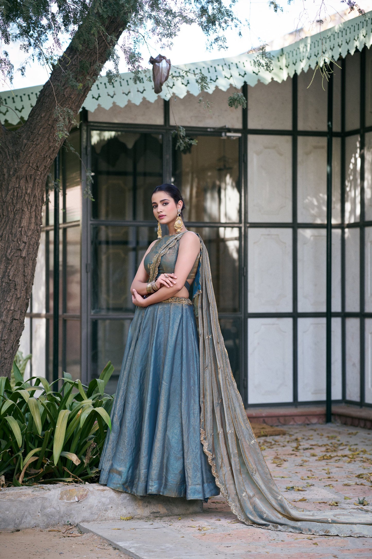 Lorenvalley Fashion Teal Fendi Silk Sequins And Thread Embroidery Work Belt Lehenga Choli With Dupatta