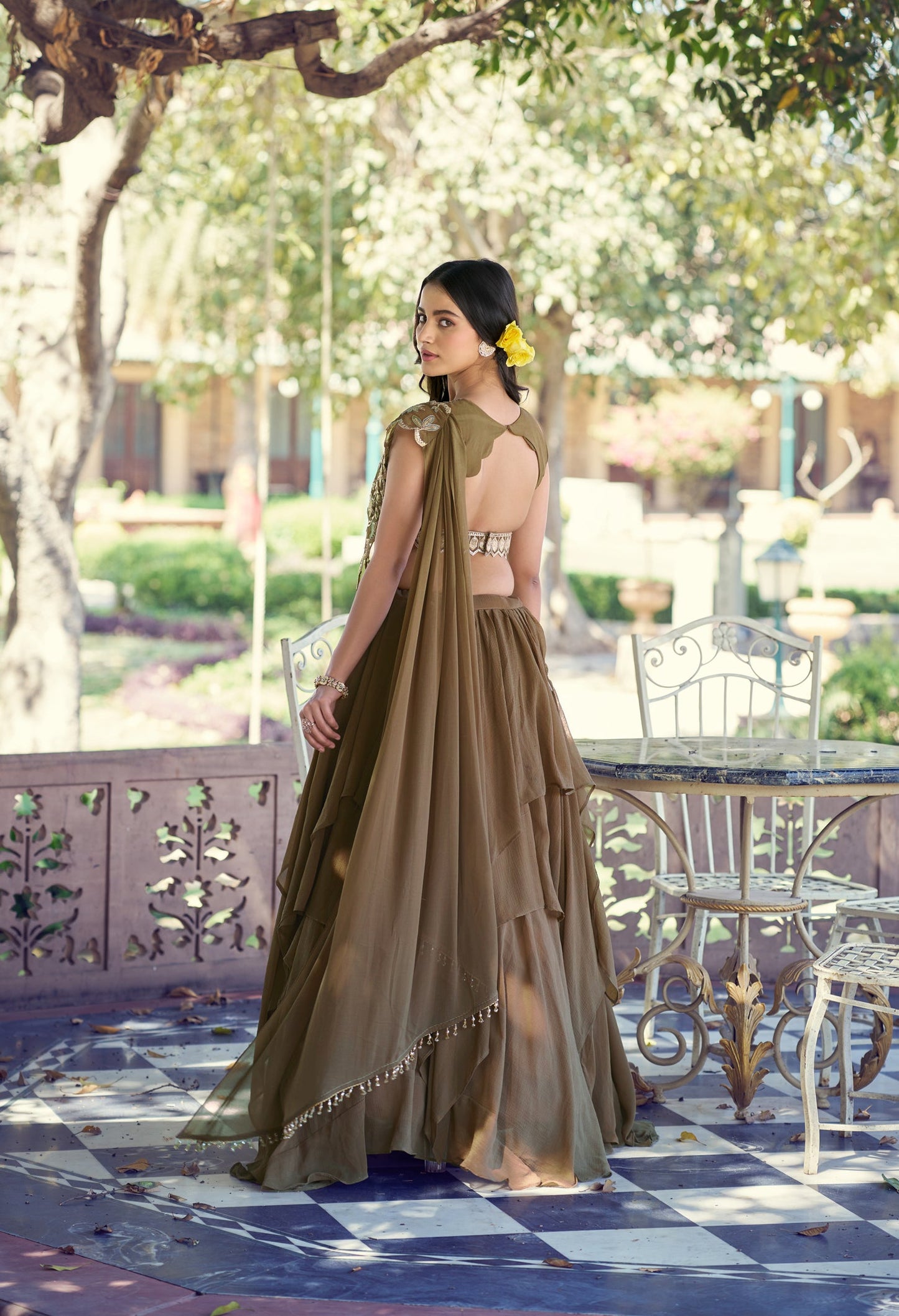 Lorenvalley Fashion Marble Fabric Plain Lehenga Sequins & Intricate Thread Work Choli With Dupatta