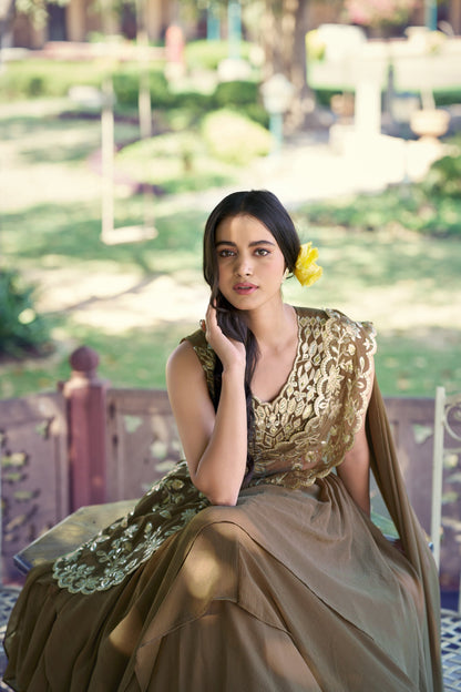 Lorenvalley Fashion Marble Fabric Plain Lehenga Sequins & Intricate Thread Work Choli With Dupatta