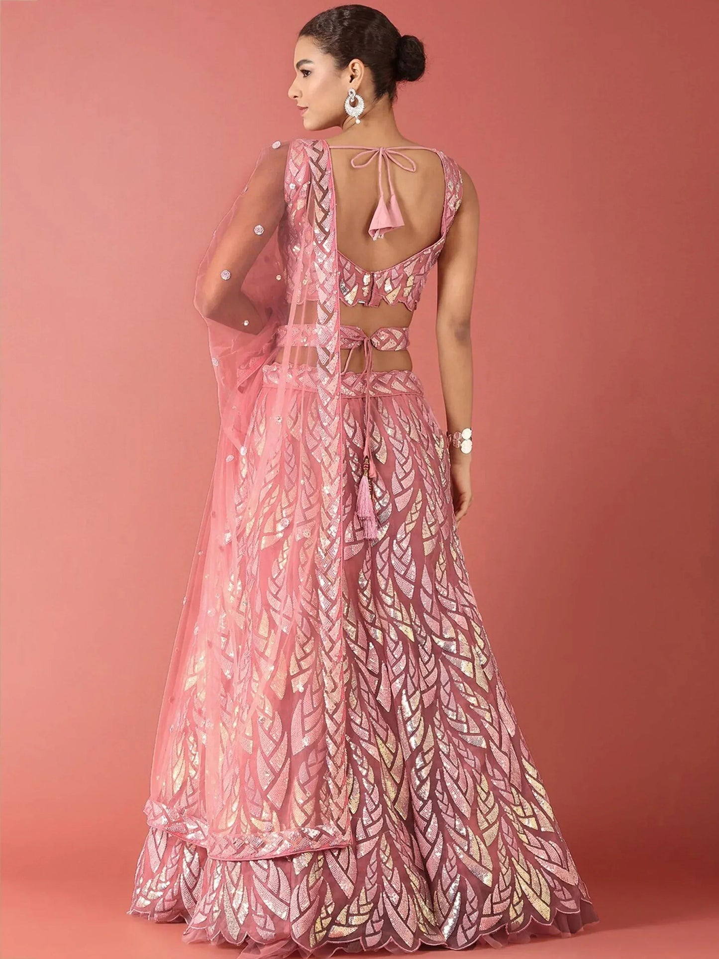 Tulsi Art Fantastic Pink Sequins Net Reception Wear Lehenga Choli With Dupatta