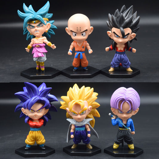Dragon Ball Z | Set Of 6 Action Figures Gohan, Krillin, Broly, Gogeta, Goku SS4, Trunks | 13 Cm |