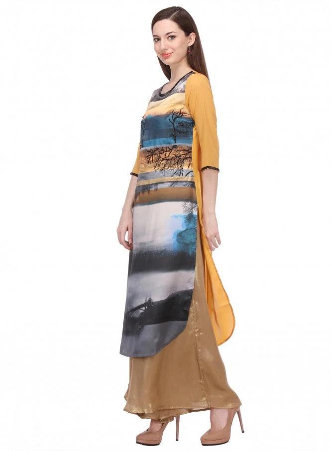 W for Woman Multicoloured Printed 3/4 Sleeve kurta