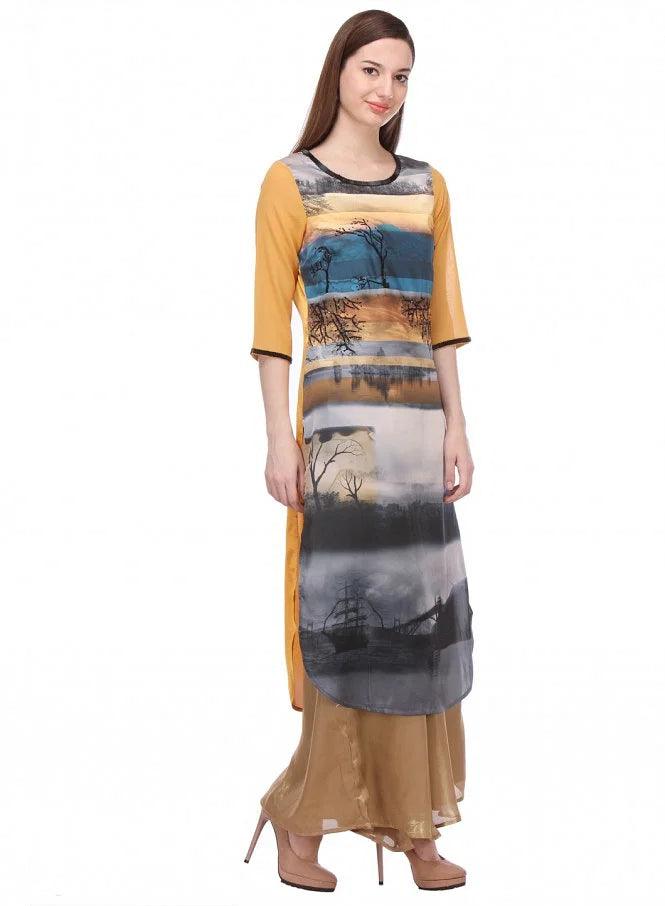 W for Woman Multicoloured Printed 3/4 Sleeve kurta