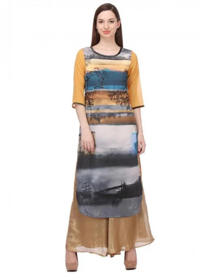 W for Woman Multicoloured Printed 3/4 Sleeve kurta