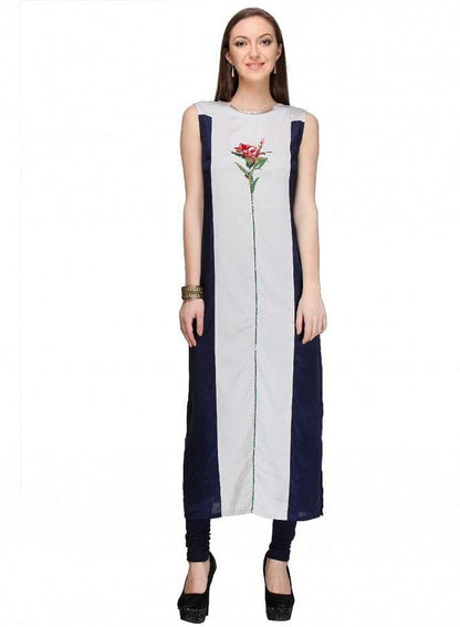 W for Woman White Embellished Stiletto kurta