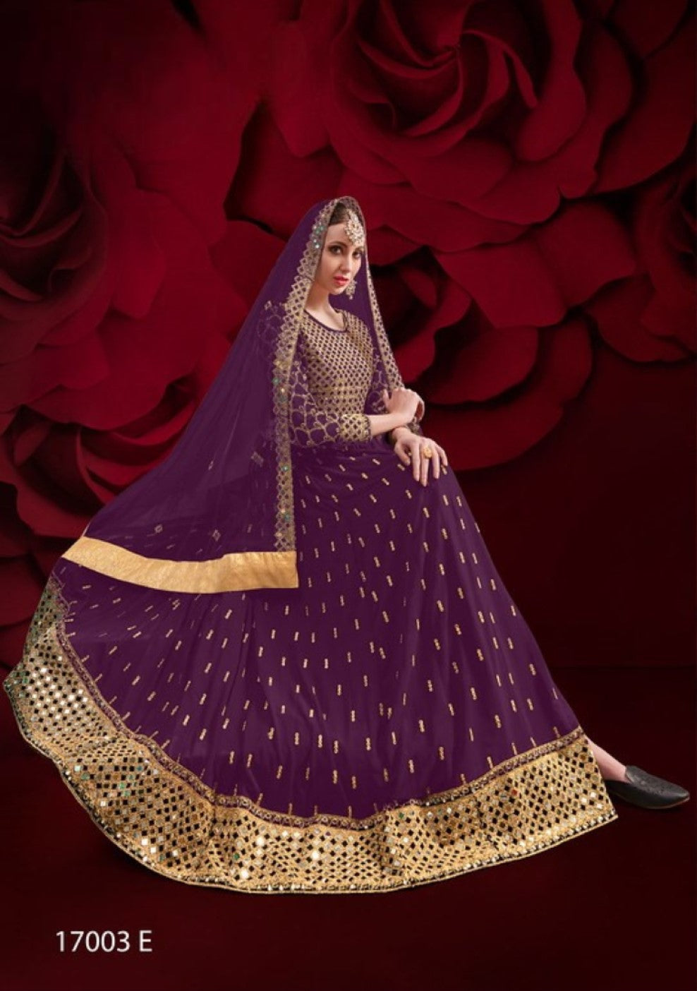 Anaita Purple Silk Anarkali Suit With Embroidery & Stone Work