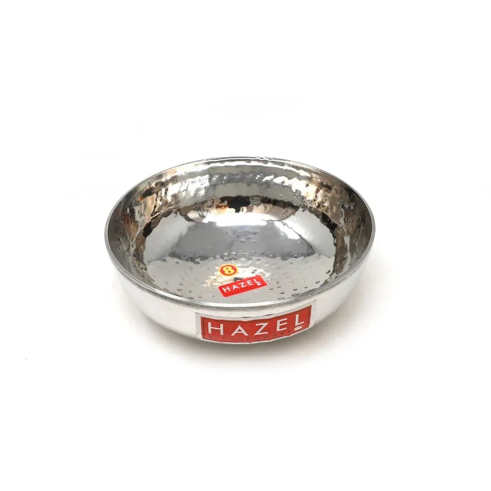 HAZEL Stainless Steel Kadai Without Handle | Hammered Tasra Kadhai, 700 ML
