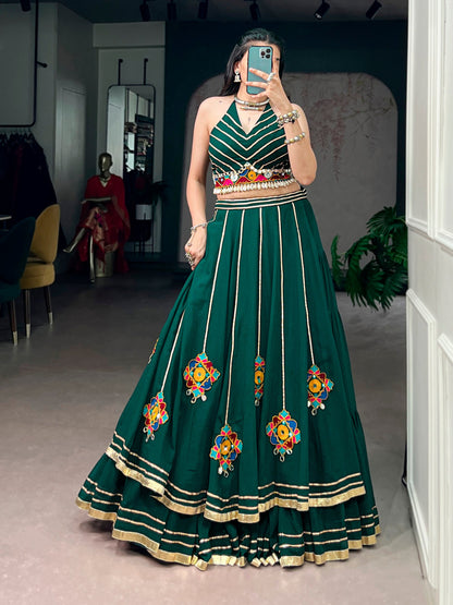 Lorenvalley Fashion Skyblue Lightweight Fabric With Gamthi Work Mirror Detailing Gota Patti Lace Lehenga Choli
