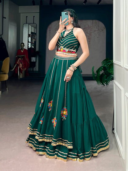 Lorenvalley Fashion Skyblue Lightweight Fabric With Gamthi Work Mirror Detailing Gota Patti Lace Lehenga Choli