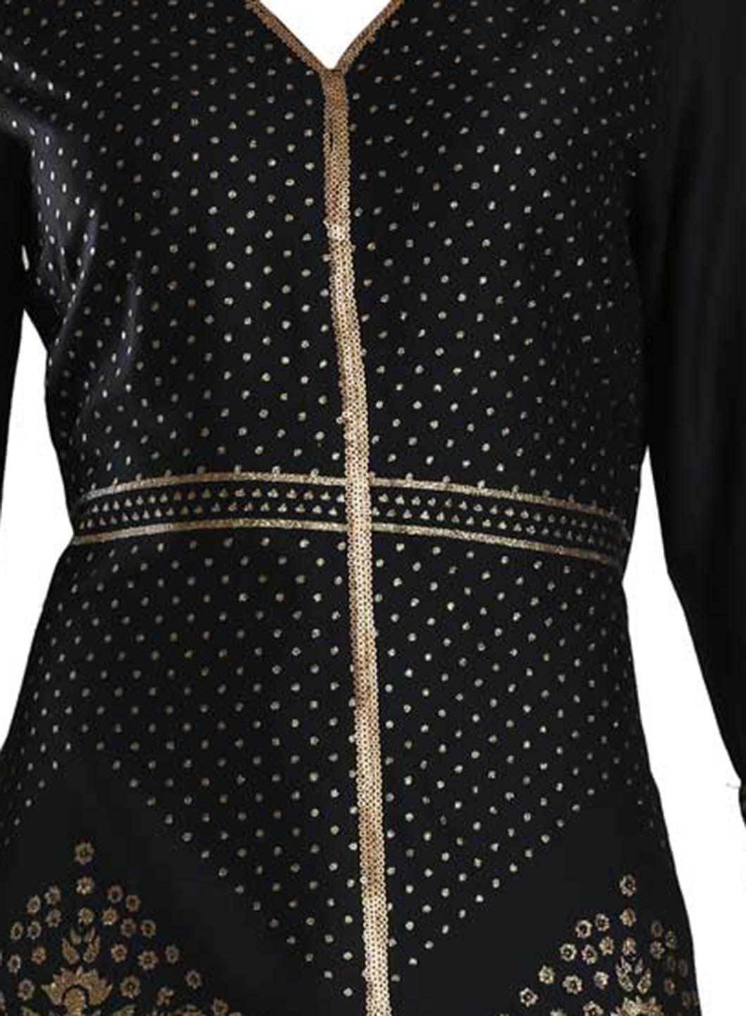 W for Woman Black V Neck Printed kurta