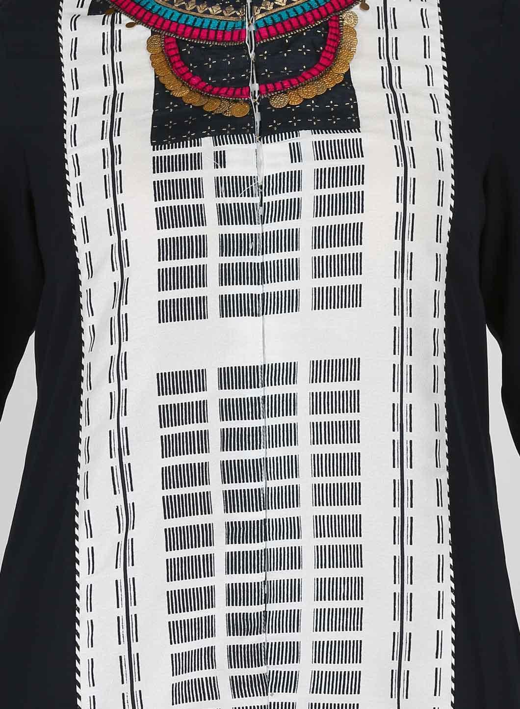 W for Woman Black Printed Collar Neck kurta
