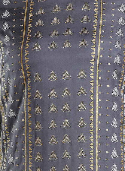 W for Woman Grey Printed Round Neck kurta