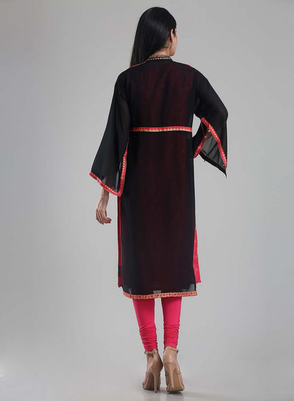 W for Woman Black & Red Printed Kaftan kurta