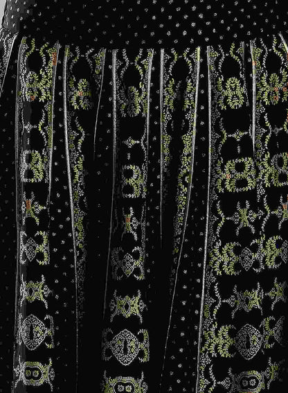 W for Woman Black Printed Skirt