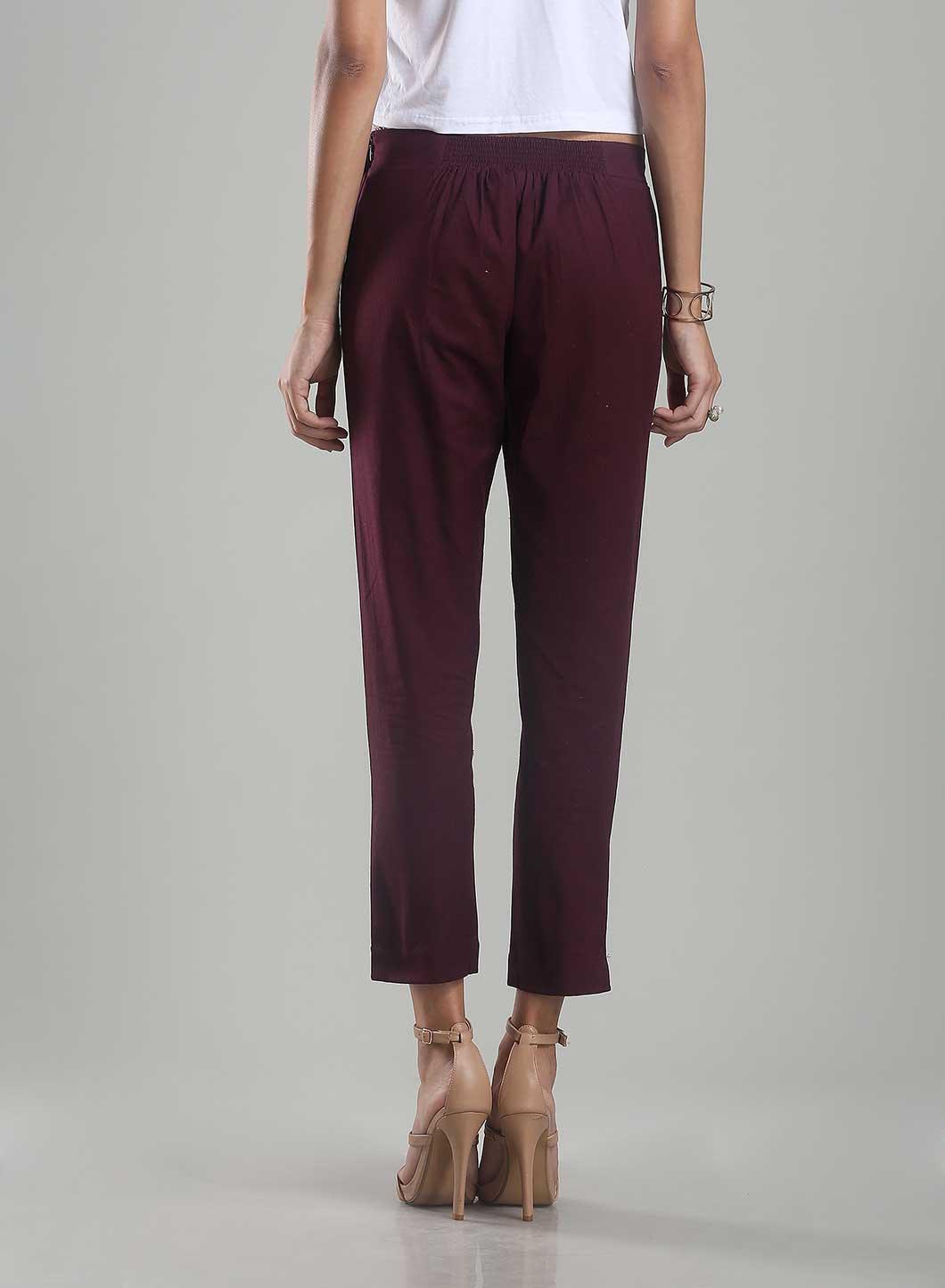 W for Woman Purple Ankle-Length Trousers