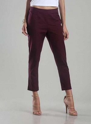 W for Woman Purple Ankle-Length Trousers