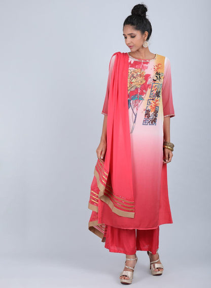 W for Woman Rose Pink Floral Print kurta